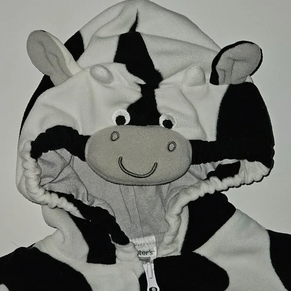 Carter's Black White Cow Halloween Costume Baby 12 Months Hooded JACKET ONLY